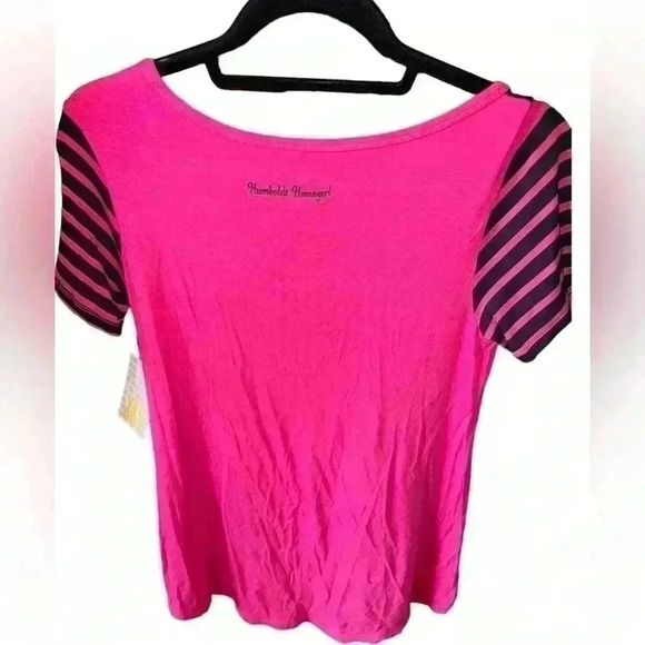 Lularoe XXS pink‎ & black classic t shirt. Custom graphic ornate travel trailer. - Picture 2 of 9